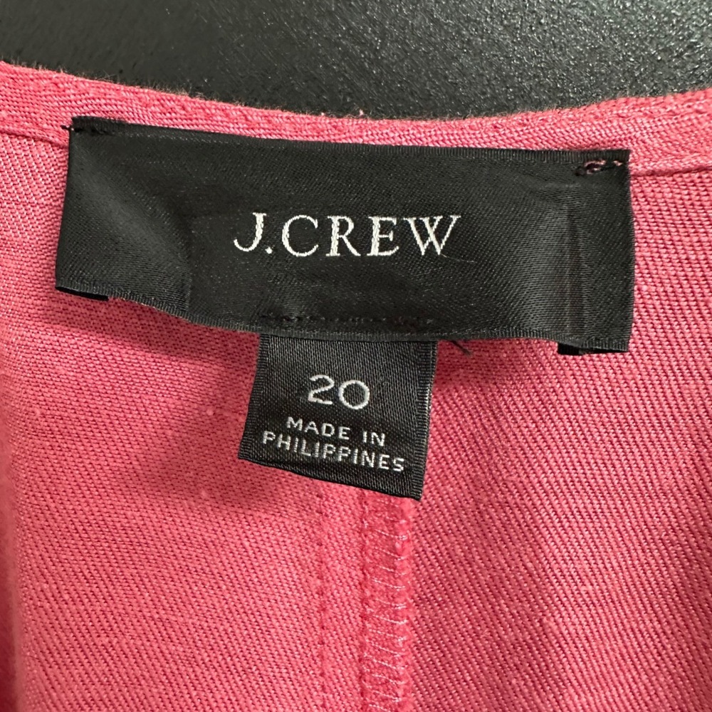J.Crew Pink Linen Cupro Faux Wrap‎ Flutter Sleeve Dress Size 20 Spring Preppy - Picture 3 of 8